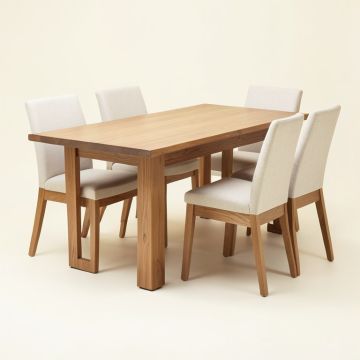 Haan Butterfly Leaf Rubberwood Solid Wood Dining Set (synthetic illustration; no displayed measurements)