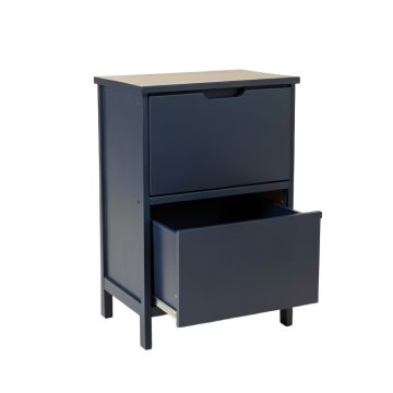Oak Arc Freestanding Pull-Out Hamper Cabinet - Navy