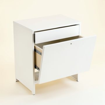 Sage Dell Freestanding Pull-Out Hamper Cabinet - White (synthetic illustration; no displayed measurements)