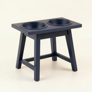 Reed Bridge Pet Feeding Stand With Two Plain Empty Bowls - Navy (synthetic illustration; no displayed measurements)
