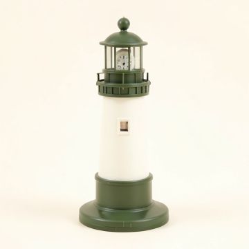 Lighthouse Clock With Thermometer (synthetic illustration; no displayed measurements)