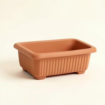 Lake Crossing Empty Railing Planter With Integral Brackets - Terracotta (synthetic illustration; no displayed measurements)