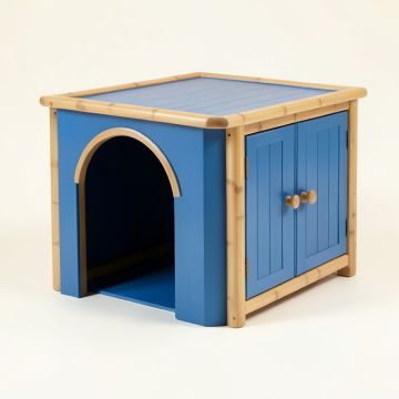Juniper Dale Empty Furniture-Style Litter Enclosure - Blue (synthetic illustration; no displayed measurements)
