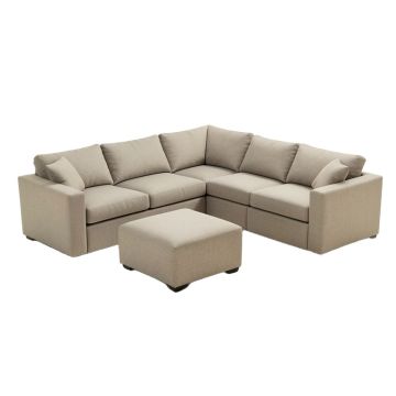 Mccoole 123.5 '' Wide Left Hand Facing Modular Sectional With Ottoman