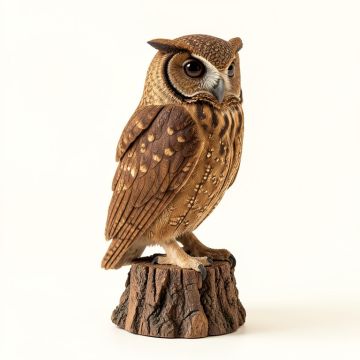 Tawny Owl On Stump Statue (synthetic illustration; no displayed measurements)