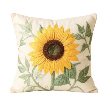 Sunflower Embroidery 2 Piece Throw Pillow Shell Set