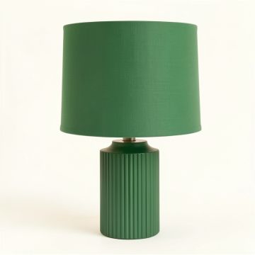 Cove Crest Table Lamp With A Plain Fabric Shade - Green (synthetic illustration; no displayed measurements)