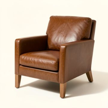 33 '' Wide Top Grain Leather Armchair (synthetic illustration; no displayed measurements)