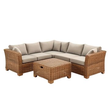 Agaran 5 Piece Rattan Sectional Seating Group With Cushions