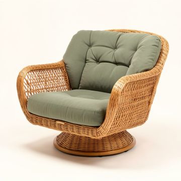 Lundell 28.75 '' Wide Tufted Polyester Swivel Papasan Chair (synthetic illustration; no displayed measurements)