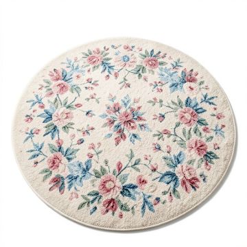 Round Elira Floral Shag Ivory/Pink/Blue Area Rug (synthetic illustration; no displayed measurements)