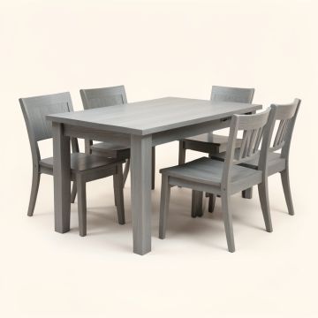 Lockett 5 - Piece Rubber Solid Wood Dining Set (synthetic illustration; no displayed measurements)