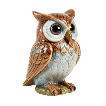 Lucker Spring Glazed Owl Garden Statue