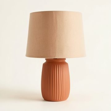 Fern Bridge Table Lamp With A Plain Fabric Shade - Terracotta (synthetic illustration; no displayed measurements)