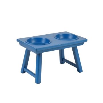 Field Field Pet Feeding Stand With Two Plain Empty Bowls - Blue