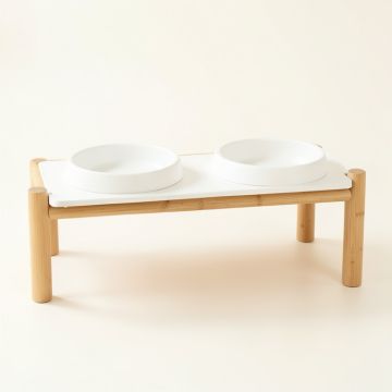 River Bluff Pet Feeding Stand With Two Plain Empty Bowls - White (synthetic illustration; no displayed measurements)