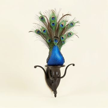 Peacock Inspired Single Iron Wall Sconce (synthetic illustration; no displayed measurements)