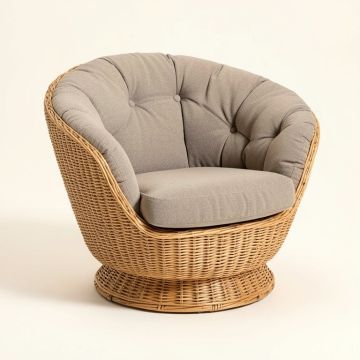 40 '' Wide Tufted Polyester Swivel Papasan Chair (synthetic illustration; no displayed measurements)