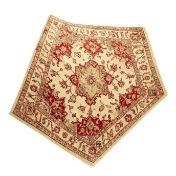 Talamantez Oriental Machine Made Power Loom Wool/Polyester Beige/Red/Brown Area Rug