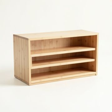 Heath Arc Low Bookcase - Beige (synthetic illustration; no displayed measurements)