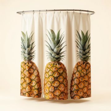 Tossed Pineapple Cotton Single Shower Curtain (synthetic illustration; no displayed measurements)