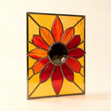 Tiffany Glass Sunflower Window Panel (synthetic illustration; no displayed measurements)