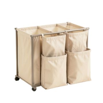 Olive Crossing Laundry Sorting Station With Plain Removable Bags - Beige