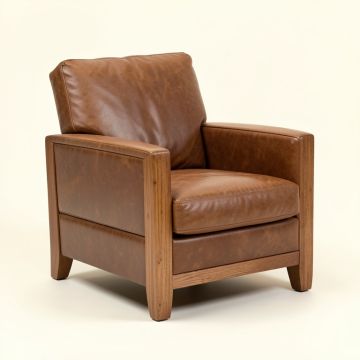 Keomi 34.6 '' Wide Top Grain Leather Armchair (synthetic illustration; no displayed measurements)
