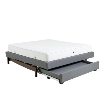 Espresso Full Size Platform Bed With Adjustable Trundle