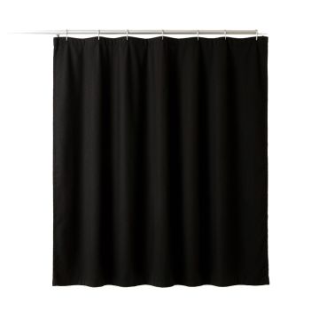 Ash Bend Shower Curtain Hanging Flat From A Plain Rod - Black (synthetic illustration; no displayed measurements)