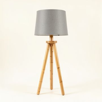 Elm Dell Floor Lamp With A Plain Fabric Shade - Gray (synthetic illustration; no displayed measurements)