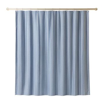 Oak Branch Shower Curtain Hanging Flat From A Plain Rod - Blue