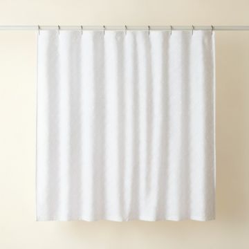 Willow Arc Shower Curtain Hanging Flat From A Plain Rod - White (synthetic illustration; no displayed measurements)