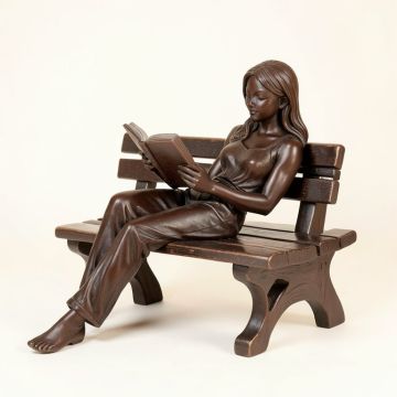 Girl Laying On A Bench Reading A Book Statue (synthetic illustration; no displayed measurements)