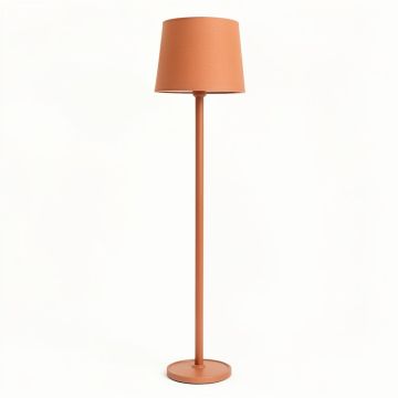 Maple Bridge Floor Lamp With A Plain Fabric Shade - Terracotta (synthetic illustration; no displayed measurements)