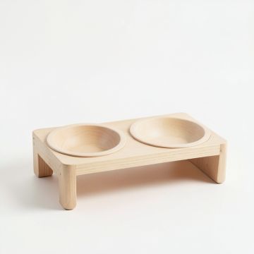 Juniper Crest Pet Feeding Stand With Two Plain Empty Bowls - Beige (synthetic illustration; no displayed measurements)