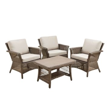 4 Pcs Outdoor Patio Furniture Set Table Chair Sofa Cushioned Seat Garden