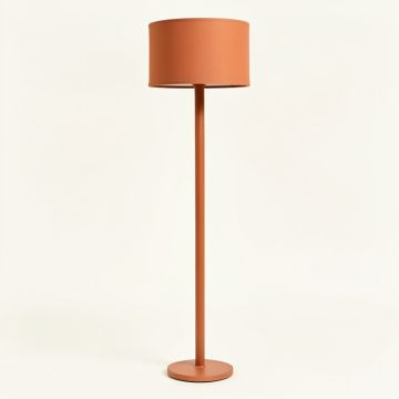 Flint Dale Floor Lamp With A Plain Fabric Shade - Terracotta (synthetic illustration; no displayed measurements)