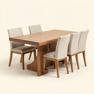 Asynjur Butterfly Leaf Rubberwood Solid Wood Dining Set (synthetic illustration; no displayed measurements)