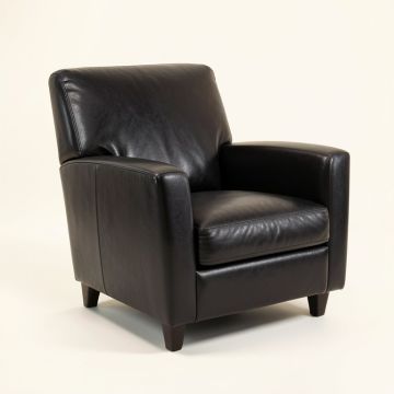 Westbourne Leather Upholstered Arm Chair In Black (synthetic illustration; no displayed measurements)