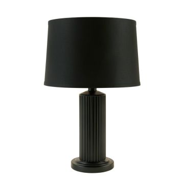 Heath Canyon Table Lamp With A Plain Fabric Shade - Black