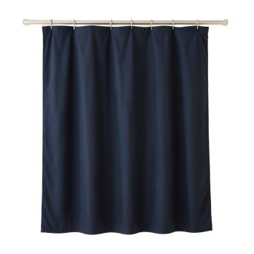 Hazel Branch Shower Curtain Hanging Flat From A Plain Rod - Navy