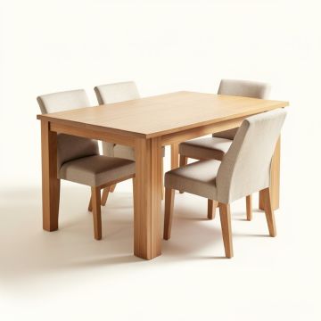 Halee Butterfly Leaf Rubberwood Solid Wood Dining Set (synthetic illustration; no displayed measurements)