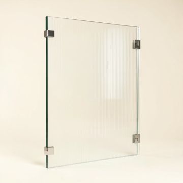 Fluted 34 '' W X 78 '' H Frameless Fixed Glass Panel (synthetic illustration; no displayed measurements)