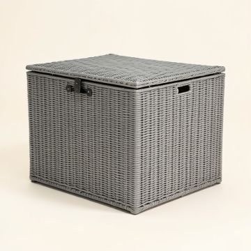Heaweego 88 Gallon Wicker Cabinet Deck Box In Gray (synthetic illustration; no displayed measurements)