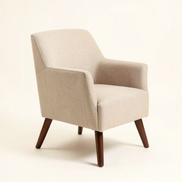 Padillo Linen Upholstered Dining Chair In Beige (synthetic illustration; no displayed measurements)