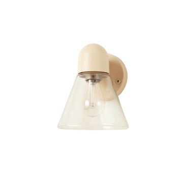 Linden Arc Wall Sconce Mounted On A Plain Wall - Beige