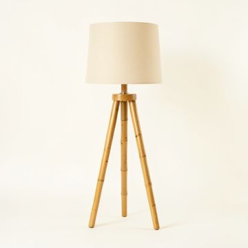 Reed Bluff Floor Lamp With A Plain Fabric Shade - Beige (synthetic illustration; no displayed measurements)