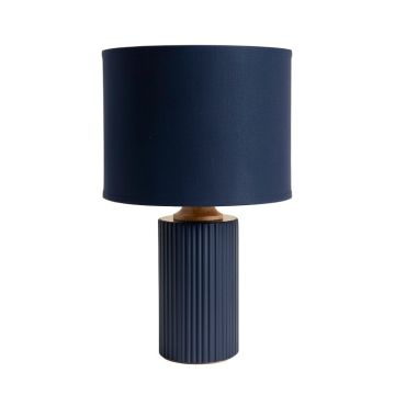Linden Dale Table Lamp With A Plain Fabric Shade - Navy