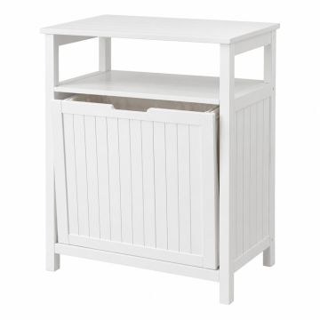 Lake Bend Freestanding Pull-Out Hamper Cabinet - White